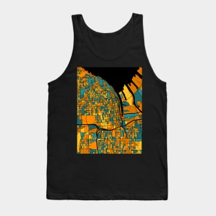 Tacoma Map Pattern in Orange & Teal Tank Top